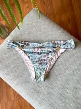 Victoria's Secret Blue and Teal Leopard Print Hipster Bikini Bottom